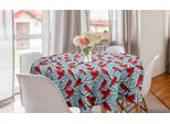 Abakuhaus Northwoods Tovaglia Rotonda, Uccelli Cardinali Alberi, Tovaglia Circolare Per Sala Da Pranzo Decorazione Cucina, 150 Cm, Vermiglio Azzurro Pallido