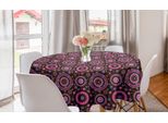 Abakuhaus Tovaglia Rotonda Con Fiori, Fiori Hippie, Tovaglia Circolare Per Sala Da Pranzo, Decorazione Cucina, 150 Cm, Rosa Cioccolato Viola