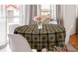Abakuhaus Tovaglia Rotonda Art DéCo, Merletti A Rombi, Tovaglia Circolare Per Sala Da Pranzo, Decorazione Cucina, 150 Cm, Marrone Scuro Sabbia