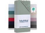 Blumtal Basics Topper Lenzuolo 180X200Cm In Maglina - Lenzuolo Matrimoniale In 100% Cotone - Summergreen - Verde