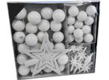 Set 45 Pezzi Di Decorazioni Per Albero Di Natale In Plastica - Bianco - Decorazioni Natalizie Infrangibili - Ornamenti Per Albero Di Natale