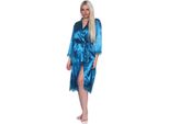 Vestaglia Da Donna Kimono In Raso Con Pizzo; Petrolio/Xl