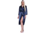 Vestaglia Da Donna Kimono In Raso Con Pizzo; Blu Scuro/M