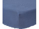 Homescapes Lenzuolo Di Lino Extra Alto Blu Scuro, 90 X 190 Cm