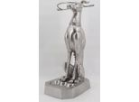 Casa Padrino Scultura Portaombrelli In Bronzo Levriero Argento 38 X 43 X H. 81 Cm - Figura Decorativa In Bronzo - Collezione Lusso