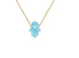 Karisma Donna Oro Collana In Acciaio Inossidabile Collana Con Ciondolo A Catena Hamsa Fatima A Mano Colore Verde Chiaro