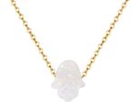 Karisma Donna Oro Collana In Acciaio Inossidabile Collana Con Ciondolo A Catena Hamsa Fatima Mano Colore Bianco