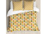 Abakuhaus Set Copripiumino Per Letti Singoli, Motivo Alimentare A Quadrati Vivaci, Antiacaro, Adatto A Chi Soffre Di Allergie, Con Federa, 155 Cm X 220 Cm - 80 X 80 Cm, Multicolore