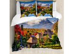 Set Copripiumino Abakuhaus Berg Per Letti Singoli, Vista Delle Case Di Oshino, Antiacaro, Adatto A Chi Soffre Di Allergie, Con Federa, 155 Cm X 220 Cm - 80 X 80 Cm, Multicolore