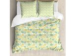 Abakuhaus Set Copripiumino Coniglietto Pasquale Per Letti Singoli, Uova Colorate In Tonalità Pastello, Antiacaro, Adatto A Chi Soffre Di Allergie, Con Federa, 200 Cm X 200 Cm - 80 X 80 Cm, Giallo Pastello Bianco