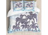 Abakuhaus Set Copripiumino Vintage Per Letti Singoli, Hawaii Island, Antiacaro, Adatto A Chi Soffre Di Allergie, Con Federa, 155 Cm X 220 Cm - 80 X 80 Cm, Blu Pallido Purpleblue