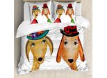 Abakuhaus Set Copripiumino Per Letto Singolo, Stile Doodle Con Divertenti Disegni, Antiacaro E Anallergico, Con Federa, 200 Cm X 200 Cm - 80 X 80 Cm, Multicolore