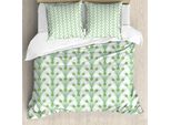 Abakuhaus Set Copripiumino Per Letti Singoli, Piume Di Pavone Lunghe, Antiacaro, Adatto A Chi Soffre Di Allergie, Con Federa, 200 Cm X 200 Cm - 80 X 80 Cm, Shamrock Verde Senape