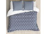Abakuhaus Set Copripiumino Etnico Per Letti Singoli, Motivo Floreale Geometrico Orientale, Antiacaro E Anallergico, Con Federa, 200 Cm X 200 Cm - 80 X 80 Cm, Blu, Grigio, Blu Notte