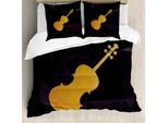 Set Copripiumino Abakuhaus Per Letti Singoli, Silhouette Di Strumento Musicale, Antiacaro, Adatto A Chi Soffre Di Allergie, Con Federa, 200 Cm X 200 Cm - 80 X 80 Cm, Arancione Giallo Scuro