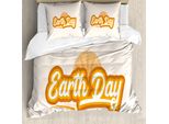 Abakuhaus Giornata Della Terra Set Copripiumino Per Letti Singoli, Retro Tangerine Tones, Antiacaro, Adatto A Chi Soffre Di Allergie, Con Federa, 155 Cm X 220 Cm - 80 X 80 Cm, Pesca Arancione Scuro