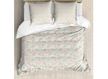 Abakuhaus Set Copripiumino Per Letto Singolo English Garden, Foglie Di Rosa, Antiacaro, Adatto A Chi Soffre Di Allergie, Con Federa, 155 Cm X 220 Cm - 80 X 80 Cm, Rosa Avorio