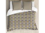 Abakuhaus Set Copripiumino Astratto Per Letti Singoli, Motivi Triangolari Raggruppati, Antiacaro, Adatto A Chi Soffre Di Allergie, Con Federa, 200 Cm X 200 Cm - 80 X 80 Cm, Taupe Caldo Multicolore