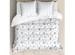 Abakuhaus Set Copripiumino Botanico Per Letti Singoli, Fiori, Erbe Aromatiche, Piante, Antiacaro, Adatto A Chi Soffre Di Allergie, Con Federa, 200 Cm X 200 Cm - 80 X 80 Cm, Blu Ardesia Multicolore