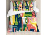 Abakuhaus Set Copripiumino Per Letti Singoli, Abstract Modern Food, Antiacaro, Adatto A Chi Soffre Di Allergie, Con Federa, 200 Cm X 200 Cm - 80 X 80 Cm, Multicolore