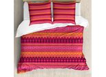 Abakuhaus Volk Set Copripiumino Per Letti Singoli, Motivo Tribale, Antiacaro, Adatto A Chi Soffre Di Allergie, Con Federa, 155 Cm X 220 Cm - 80 X 80 Cm, Rosa E Multicolore