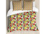 Abakuhaus Set Copripiumino Tropicale Per Letti Singoli, Fiori Della Giungla Hibiscus, Antiacaro, Adatto A Chi Soffre Di Allergie, Con Federa, 155 Cm X 220 Cm - 80 X 80 Cm, Multicolore