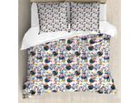 Abakuhaus Set Copripiumino Tropicale Per Letti Singoli, Foglie Esotiche E Fiori Artistici, Antiacaro E Anallergico, Con Federa, 155 Cm X 220 Cm - 80 X 80 Cm, Multicolore