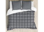 Abakuhaus Set Copripiumino Marocchino Per Letti Singoli, Damasco Floreale Orientale, Antiacaro, Adatto A Chi Soffre Di Allergie, Con Federa, 155 Cm X 220 Cm - 80 X 80 Cm, Guscio D'uovo Blu Notte