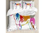 Abakuhaus Set Copripiumino Airedale Per Letti Singoli, Terrier Schatten Sketch, Antiacaro, Adatto A Chi Soffre Di Allergie, Con Federa, 155 Cm X 220 Cm - 80 X 80 Cm, Ambra Pallido Fucsia
