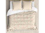 Abakuhaus Set Copripiumino Rosa Per Letti Singoli, Motivi Floreali E Foglie Ricciolute, Antiacaro E Anallergico, Con Federa, 200 Cm X 200 Cm - 80 X 80 Cm, Beige Rosa Pallido