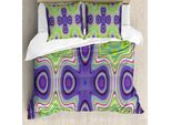 Abakuhaus Set Copripiumino Artistico Astratto Per Letti Singoli, Motivo Ipnotico, Antiacaro, Adatto A Chi Soffre Di Allergie, Con Federa, 155 Cm X 220 Cm - 80 X 80 Cm, Multicolore