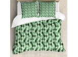 Abakuhaus Set Copripiumino Geometrico A Rombi Per Letti Singoli, GrüNer Hues Argyle, Antiacaro, Adatto A Chi Soffre Di Allergie, Con Federa, 155 Cm X 220 Cm - 80 X 80 Cm, Verde Chiaro Verde Scuro