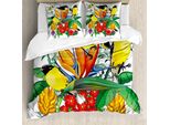 Abakuhaus Set Copripiumino Esotico Per Letti Singoli, Fiori E Uccelli, Antiacaro, Adatto A Chi Soffre Di Allergie, Con Federa, 155 Cm X 220 Cm - 80 X 80 Cm, Multicolore