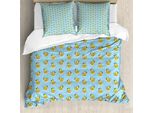 Abakuhaus Set Copripiumino Per Letto Singolo Yellow Bird, Motivo Papere Giocattolo, Antiacaro, Adatto A Chi Soffre Di Allergie, Con Federa, 200 Cm X 200 Cm - 80 X 80 Cm, Pale Sky Blue Senf