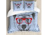 Set Copripiumino Abakuhaus Hipster Per Letti Singoli, Fantasia Bizzarra Grunge EisbäR, Antiacaro, Adatto A Chi Soffre Di Allergie, Con Federa, 155 Cm X 220 Cm - 80 X 80 Cm, Ceil Blu Vermilion