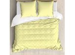 Abakuhaus Set Copripiumino Geometrico Per Letti Singoli, Quadrati Gialli E Motivi, Antiacaro, Adatto A Chi Soffre Di Allergie, Con Federa, 155 Cm X 220 Cm - 80 X 80 Cm, Giallo E Bianco