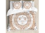 Abakuhaus Set Copripiumino Alchimie Per Letti Singoli, Mystic Sun Con Fili, Antiacaro, Adatto A Chi Soffre Di Allergie, Con Federa, 155 Cm X 220 Cm - 80 X 80 Cm, Pale Zimt Bianco