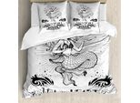 Abakuhaus Set Copripiumino Vintage Nautical Tattoo Per Letti Singoli, Sirena, Antiacaro, Adatto A Chi Soffre Di Allergie, Con Federa, 155 Cm X 220 Cm - 80 X 80 Cm, Grigio Antracite Chiaro