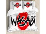 Abakuhaus Set Copripiumino Wasabi Per Letti Singoli, Parola Scritta Su Bandiera Rotonda, Antiacaro, Adatto A Chi Soffre Di Allergie, Con Federa, 200 Cm X 200 Cm - 80 X 80 Cm, Grigio Antracite Vermiglio