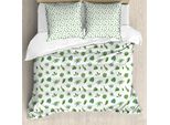 Abakuhaus Set Copripiumino Jungle Leaves Per Letti Singoli, Simple Tropic Leaves, Antiacaro, Adatto A Chi Soffre Di Allergie, Con Federa, 155 Cm X 220 Cm - 80 X 80 Cm, Verde E Bianco