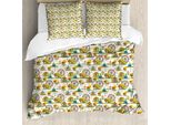 Abakuhaus Set Copripiumino Per Letto Singolo, Fiera Autunnale, Antiacaro, Adatto A Chi Soffre Di Allergie, Con Federa, 200 Cm X 200 Cm - 80 X 80 Cm, Avorio Multicolore