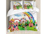 Abakuhaus Set Copripiumino Per Letto Singolo, Arcobaleni E Clown, Antiacaro, Adatto A Chi Soffre Di Allergie, Con Federa, 155 Cm X 220 Cm - 80 X 80 Cm, Multicolore