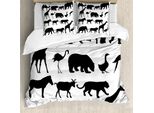 Abakuhaus Set Copripiumino Per Letti Singoli, Motivo Wild Creatures, Antiacaro, Adatto A Chi Soffre Di Allergie, Con Federa, 200 Cm X 200 Cm - 80 X 80 Cm, Grigio Antracite E Bianco