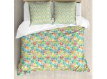 Abakuhaus Set Copripiumino Per Letti Singoli, Quadrati Irregolari, Antiacaro, Adatto A Chi Soffre Di Allergie, Con Federa, 200 Cm X 200 Cm - 80 X 80 Cm, Multicolore