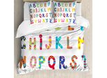 Abakuhaus Set Copripiumino Per Letti Singoli, Lettere Colorate E Divertenti, Antiacaro, Adatto A Chi Soffre Di Allergie, Con Federa, 200 Cm X 200 Cm - 80 X 80 Cm, Bianco Multicolore
