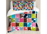 Abakuhaus Set Copripiumino Alphabet Per Letti Singoli, Forma Quadrata, Antiacaro, Adatto A Chi Soffre Di Allergie, Con Federa, 155 Cm X 220 Cm - 80 X 80 Cm, Multicolore