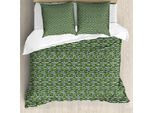 Abakuhaus Set Copripiumino Per Letto Singolo Philodendron, Foglie Su Strisce, Antiacaro, Adatto A Chi Soffre Di Allergie, Con Federa, 155 Cm X 220 Cm - 80 X 80 Cm, Verde Oliva Grigio