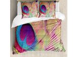 Set Copripiumino Abakuhaus Per Letti Singoli, Foto Macro Plume Colorata, Antiacaro, Adatto A Chi Soffre Di Allergie, Con Federa, 155 Cm X 220 Cm - 80 X 80 Cm, Multicolore