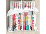 Set Copripiumino Abakuhaus Per Letti Singoli, Tribal Primitive Boho Plume, Antiacaro, Adatto A Chi Soffre Di Allergie, Con Federa, 155 Cm X 220 Cm - 80 X 80 Cm, Multicolore
