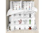 Abakuhaus Set Copripiumino Per Letti Singoli, Creatures Dai Contorni Colorati, Antiacaro, Adatto A Chi Soffre Di Allergie, Con Federa, 155 Cm X 220 Cm - 80 X 80 Cm, Multicolore